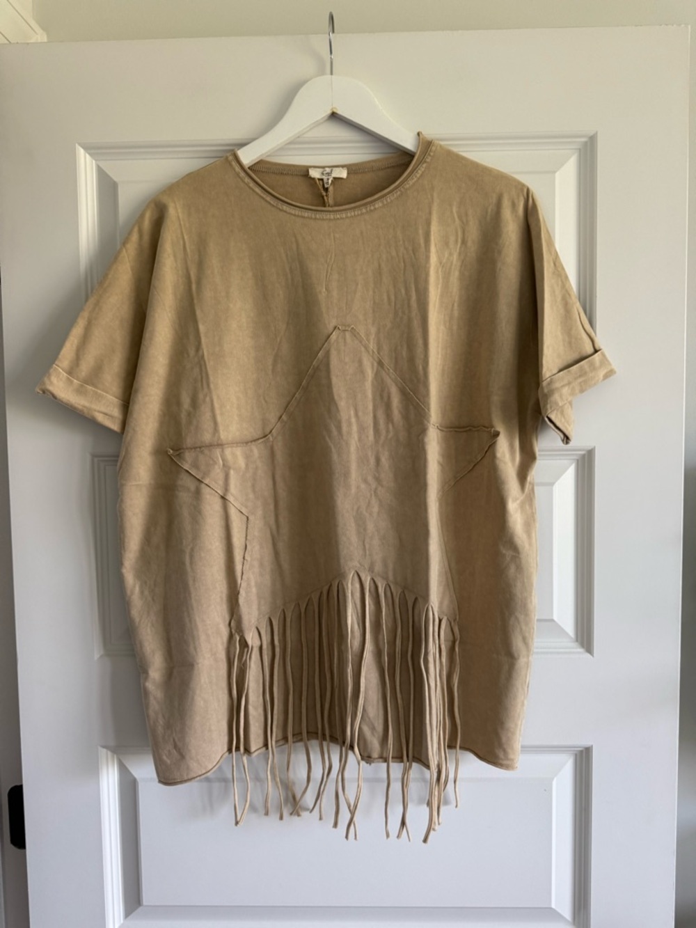 Easel Western Star Patch Fringe Rodeo Top NWT